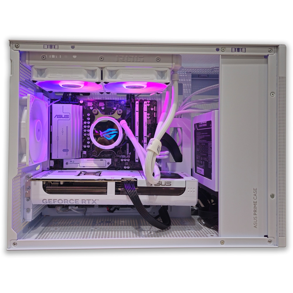 Sistem Desktop PC MYRIA STYLE V96W Powered by ASUS, AMD Ryzen 5 9600X pana la 5.4GHz, 32GB, SSD 1TB, NVIDIA GeForce RTX 5070 12GB, Windows 11 Home