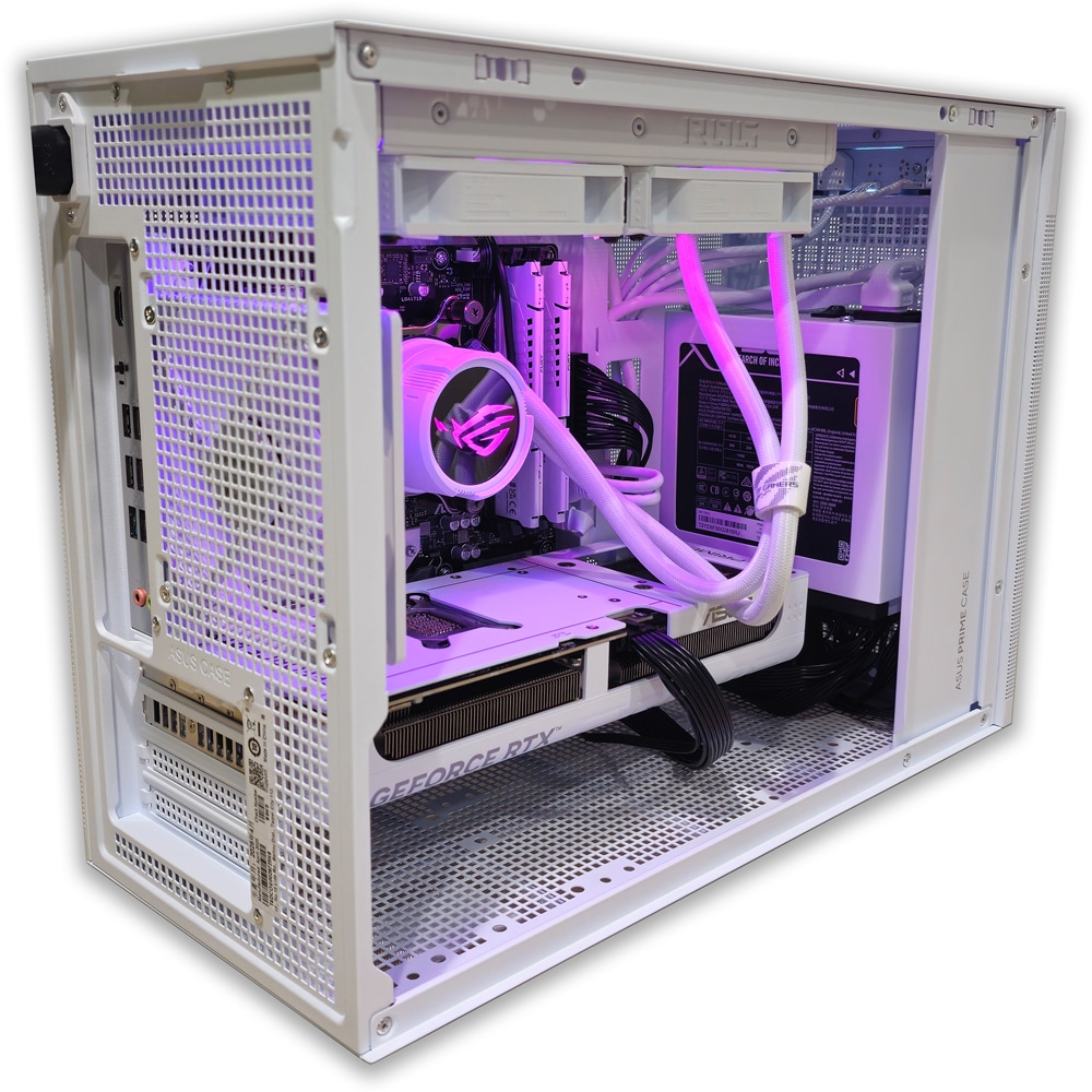 Sistem Desktop PC MYRIA STYLE V96W Powered by ASUS, AMD Ryzen 5 9600X pana la 5.4GHz, 32GB, SSD 1TB, NVIDIA GeForce RTX 5070 12GB, Windows 11 Home