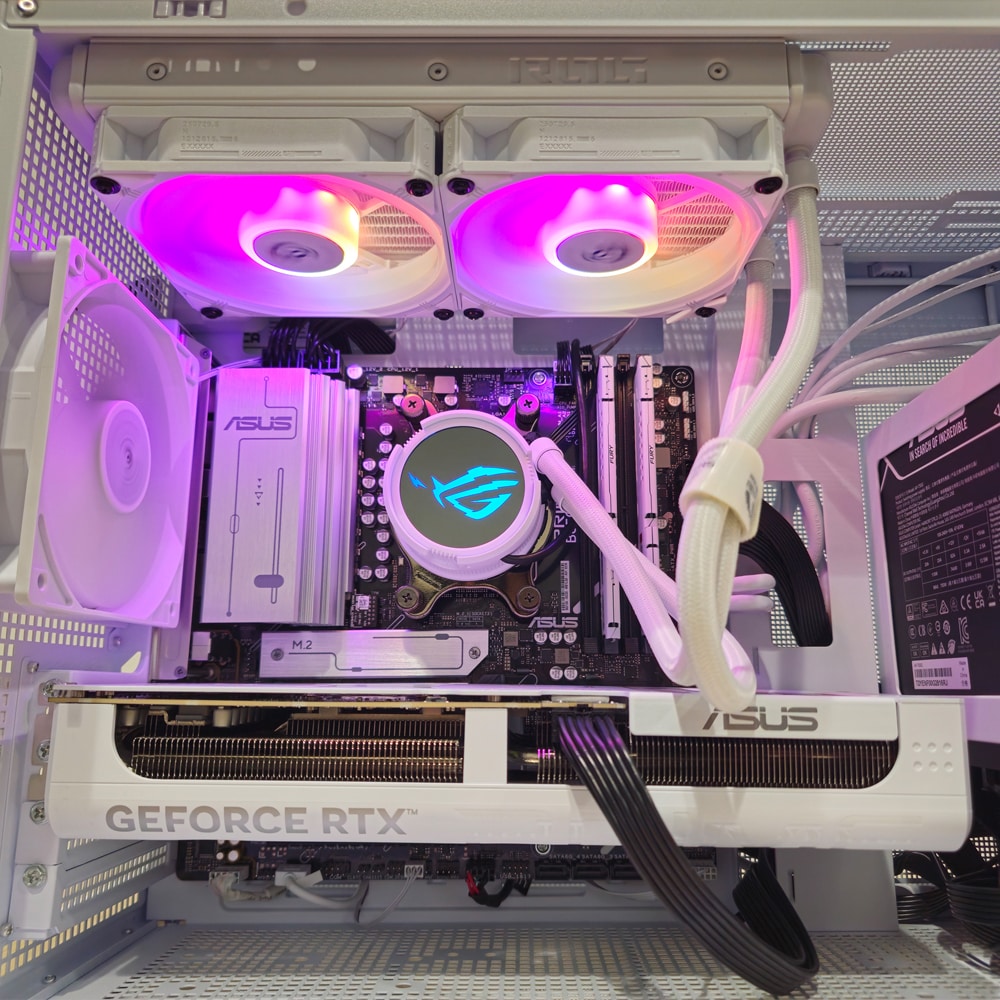 Sistem Desktop PC MYRIA STYLE V96W Powered by ASUS, AMD Ryzen 5 9600X pana la 5.4GHz, 32GB, SSD 1TB, NVIDIA GeForce RTX 5070 12GB, Windows 11 Home