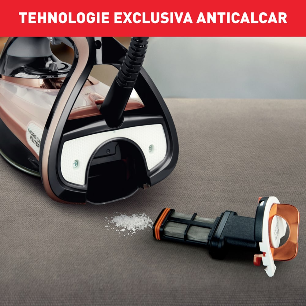 Fier de calcat TEFAL Ultimate Pure FV9845E0, 3000W, 260g/min, 350ml, talpa Durilium AirGlide, maro-negru