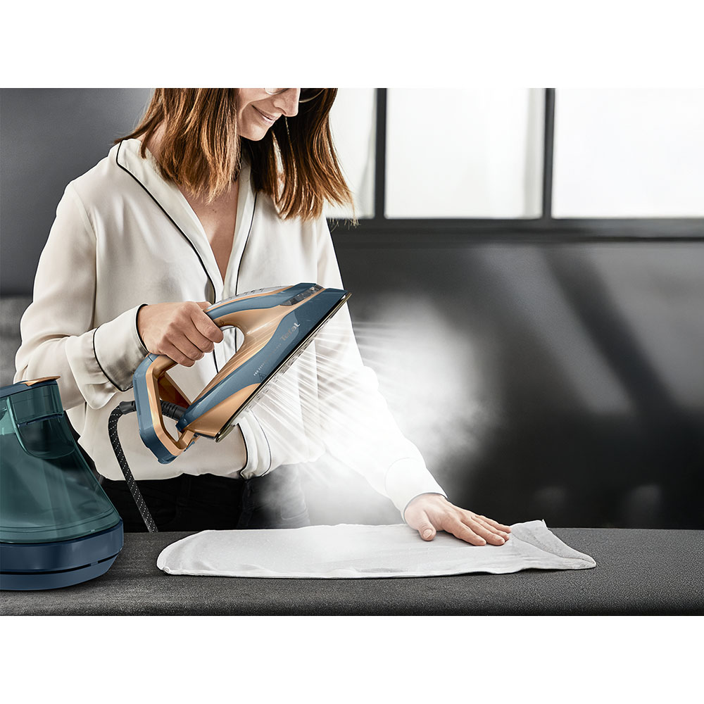 Statie de calcat TEFAL Pro Express Vision Max GV9920E0, 3000W, 800g/min, 1.2l, talpa Durilium AirGlide AutoClean, verde-bronz