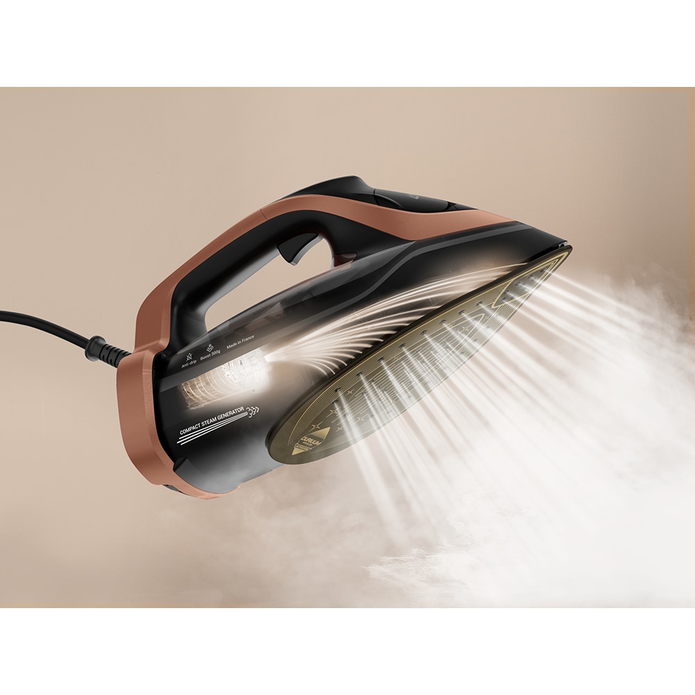 Fier de calcat TEFAL Ultimate Power Pro FV9E50E0, 3200W, 300g/min, 350ml, talpa ceramica, negru-roz