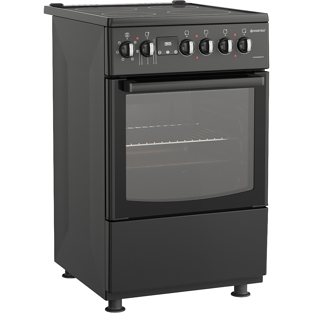 Aragaz VORTEX VAE50D60BK01K, 4 arzatoare, Electric, L 50 cm, Grill, negru