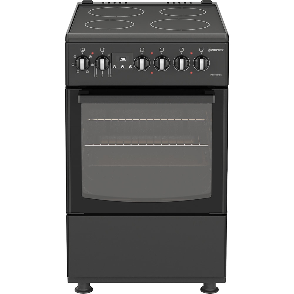 Aragaz VORTEX VAE50D60BK01K, 4 arzatoare, Electric, L 50 cm, Grill, negru
