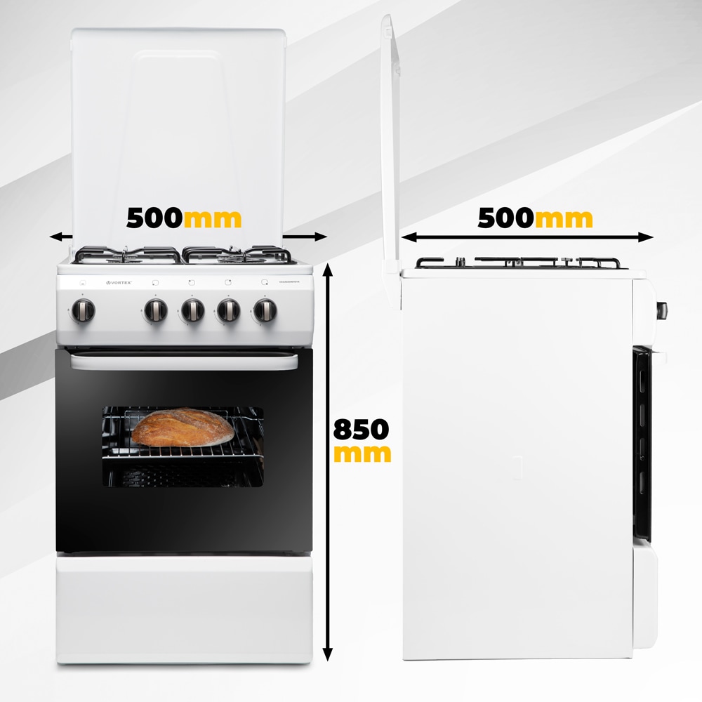 Aragaz VORTEX VAG5050WH01K, 4 arzatoare, Gaz, L 50 cm, alb