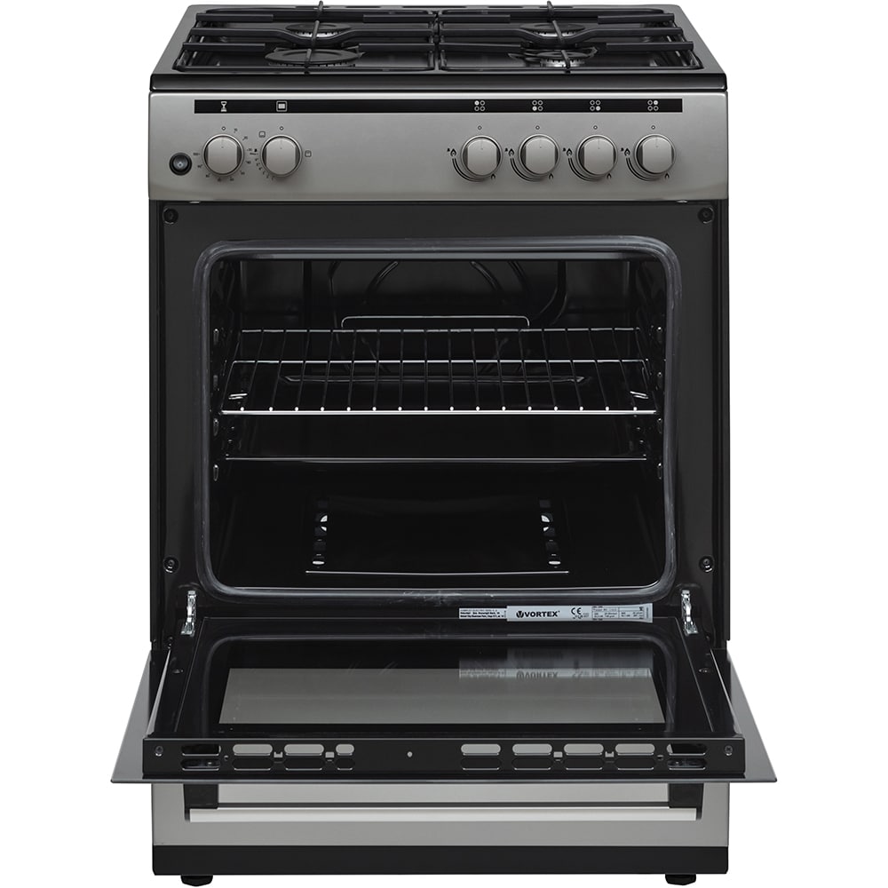 Aragaz VORTEX VAG6060SS01V, 4 arzatoare, Gaz, L 60 cm, Grill, argintiu