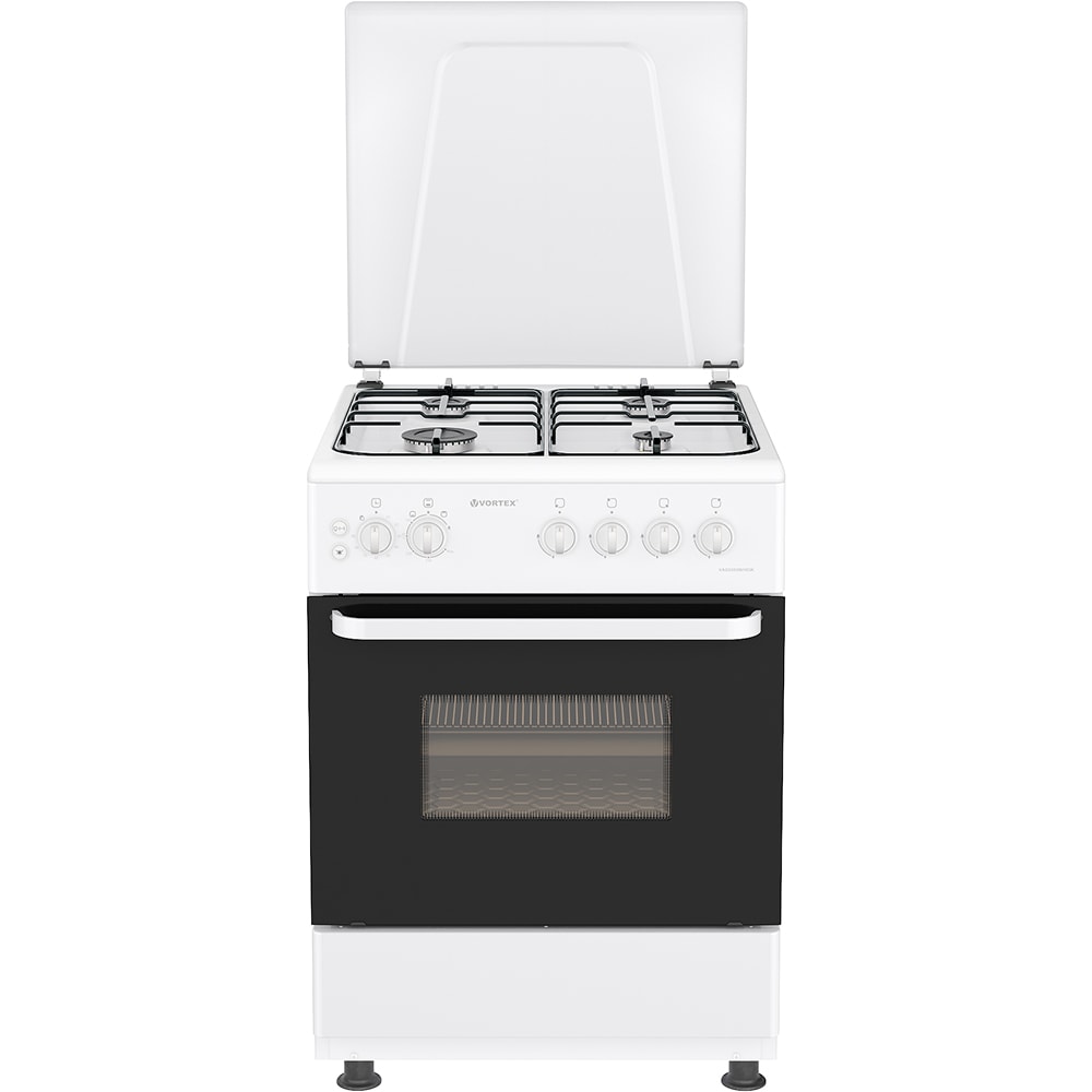 Aragaz VORTEX VAG6060WH03K, 4 arzatoare, Gaz, L 60 cm, Grill, alb