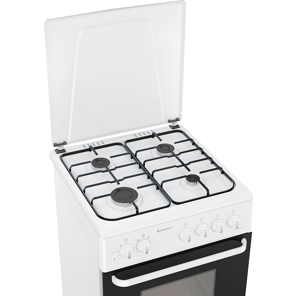 Aragaz VORTEX VAG6060WH03K, 4 arzatoare, Gaz, L 60 cm, Grill, alb