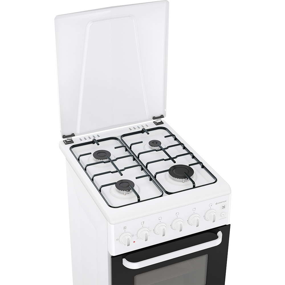 Aragaz VORTEX VAM5060WH02K, 4 arzatoare, Gaz + Electric, L 50 cm, alb