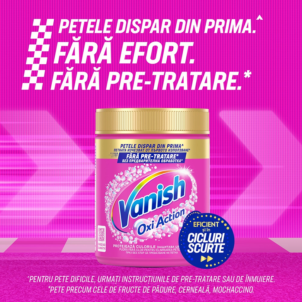Pudra pentru indepartarea petelor VANISH Oxi Action, haine colorate, 470g