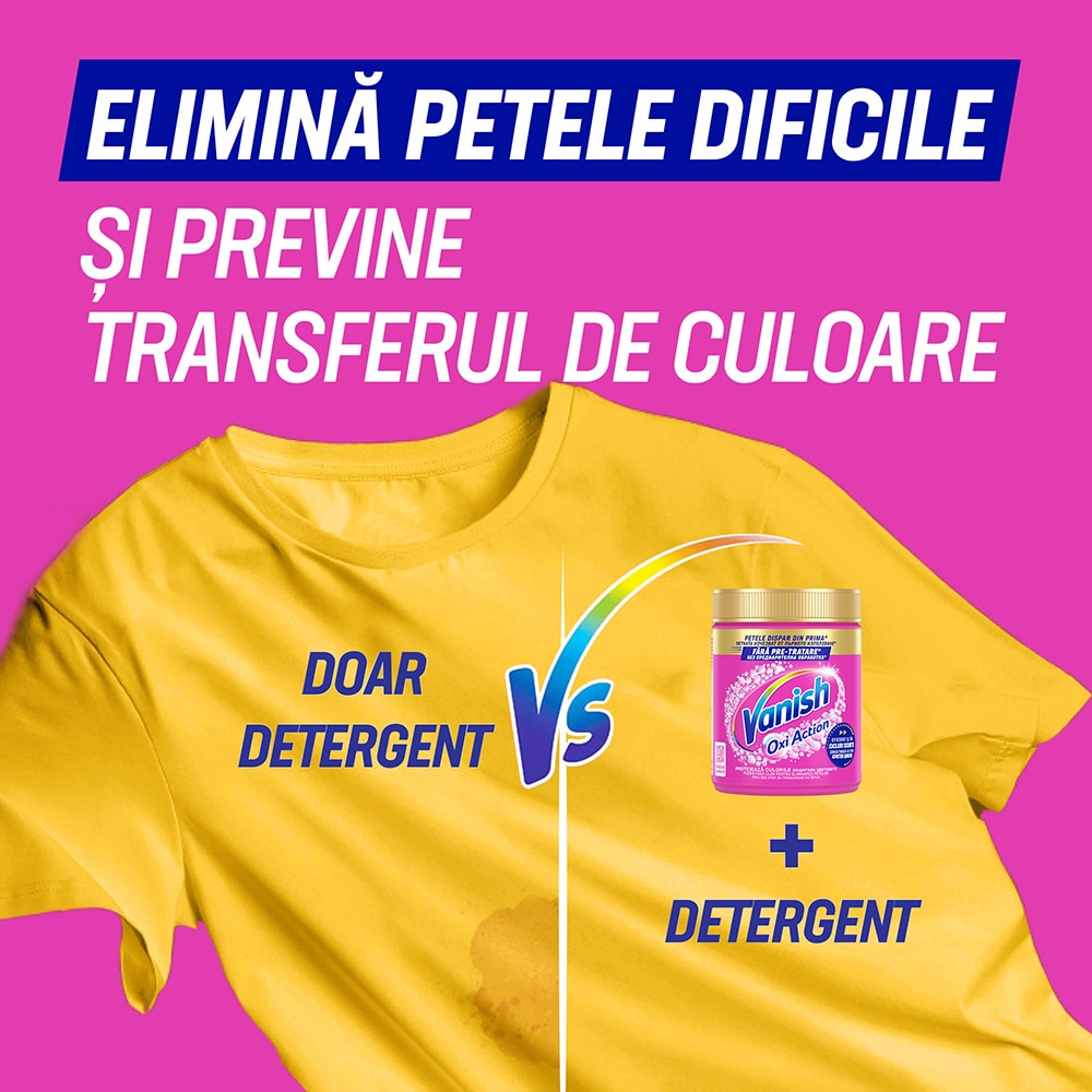 Pudra pentru indepartarea petelor VANISH Oxi Action, haine colorate, 470g