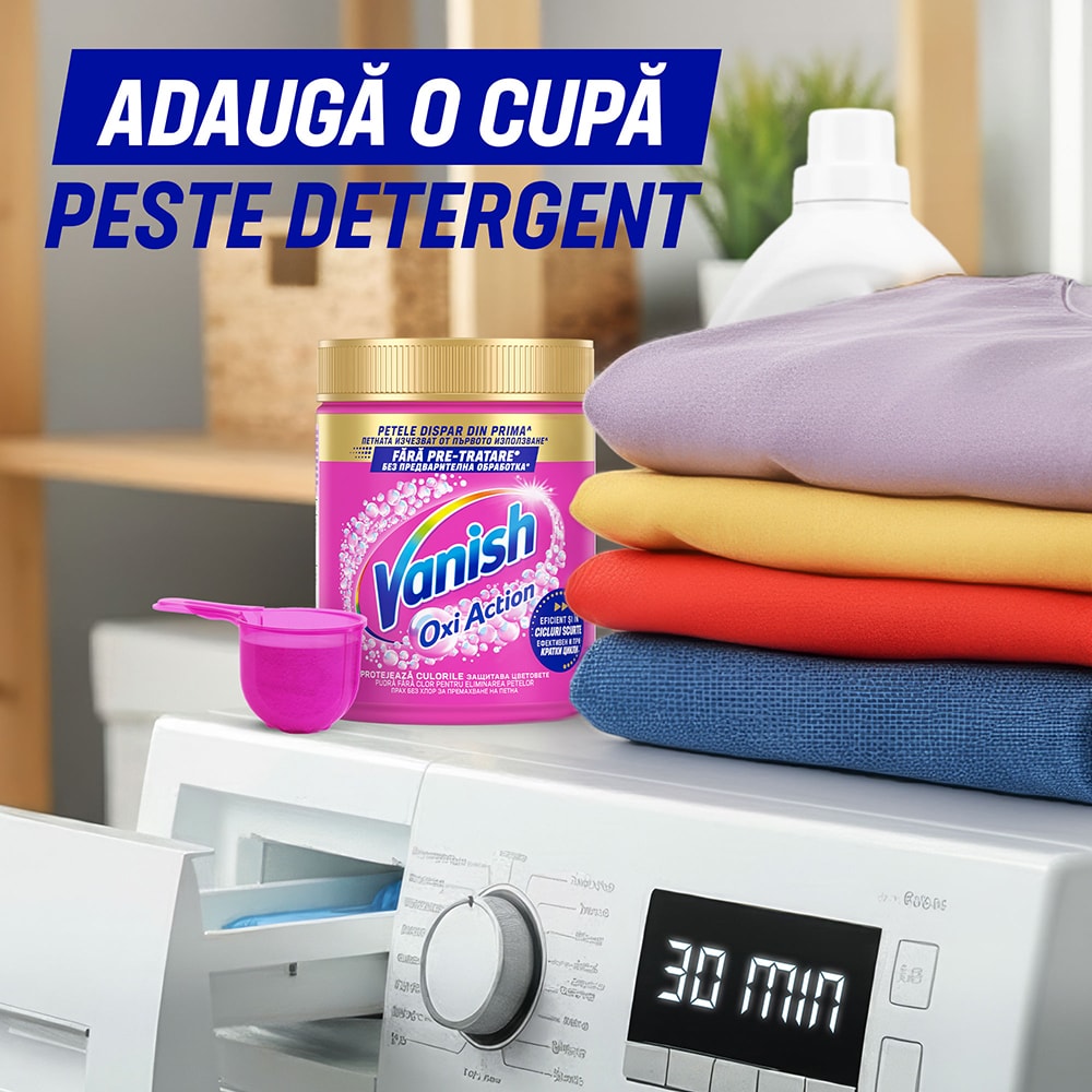 Pudra pentru indepartarea petelor VANISH Oxi Action, haine colorate, 470g