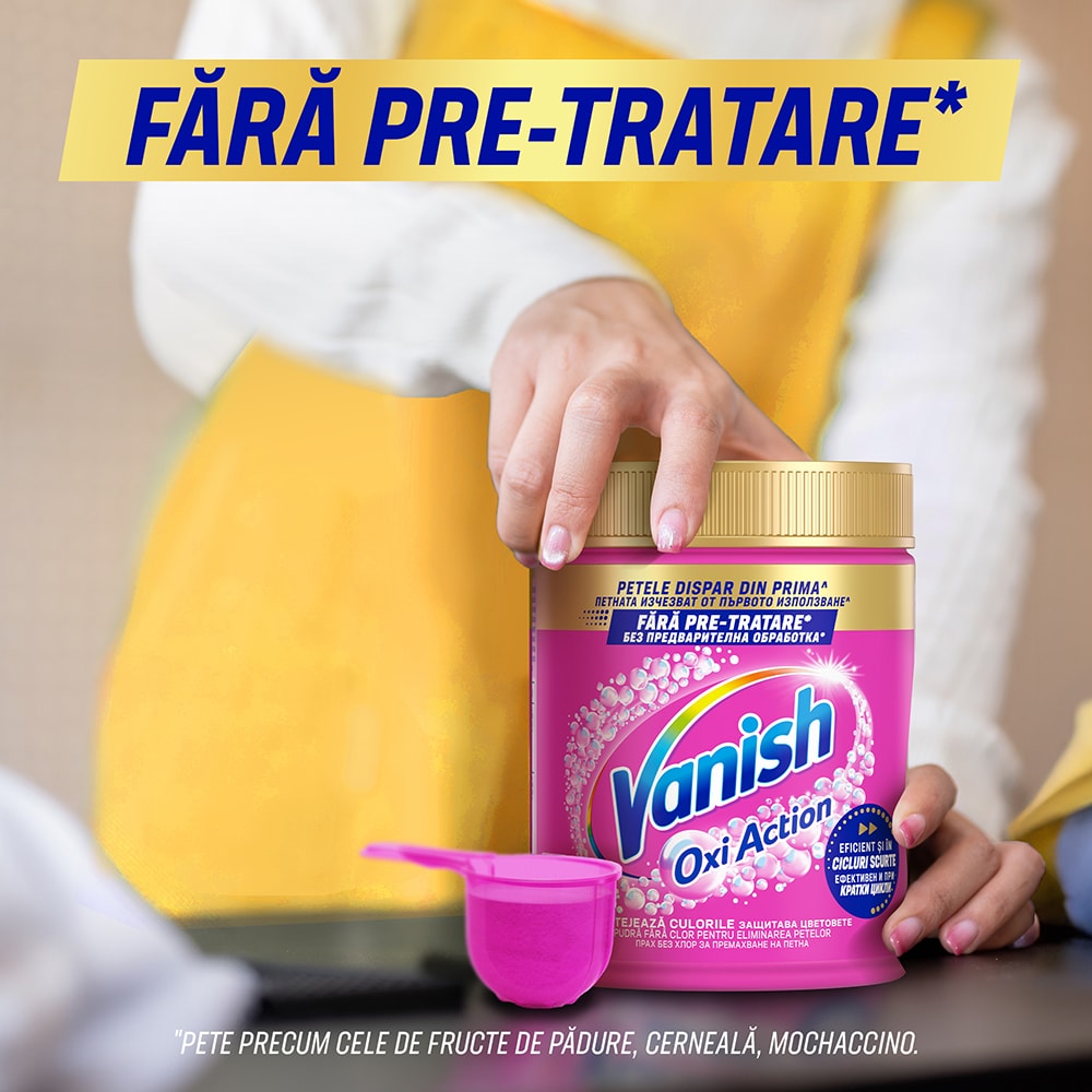 Pudra pentru indepartarea petelor VANISH Oxi Action, haine colorate, 470g