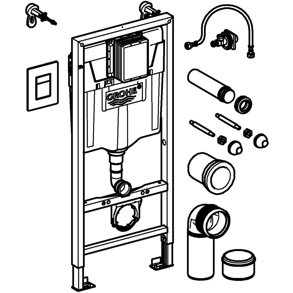 Set rezervor WC incastrat GROHE Solido SL 3in1 38811KF0, 6-9 l, negru