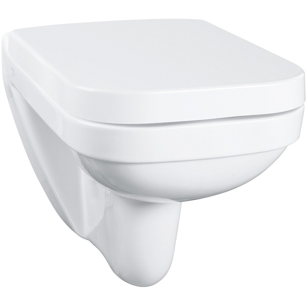 Set vas WC GROHE Solido 39552000, montaj suspendat, evacuare orizontala, cu capac, alb