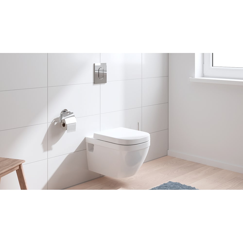 Set vas WC GROHE Euro Ceramic 39700000, montaj suspendat, evacuare orizontala, cu capac, alb