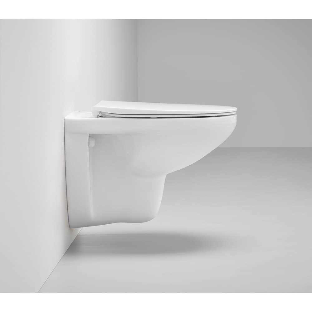 Vas WC GROHE Bau Ceramic 39899000, montaj suspendat, evacuare orizontala, cu capac, alb