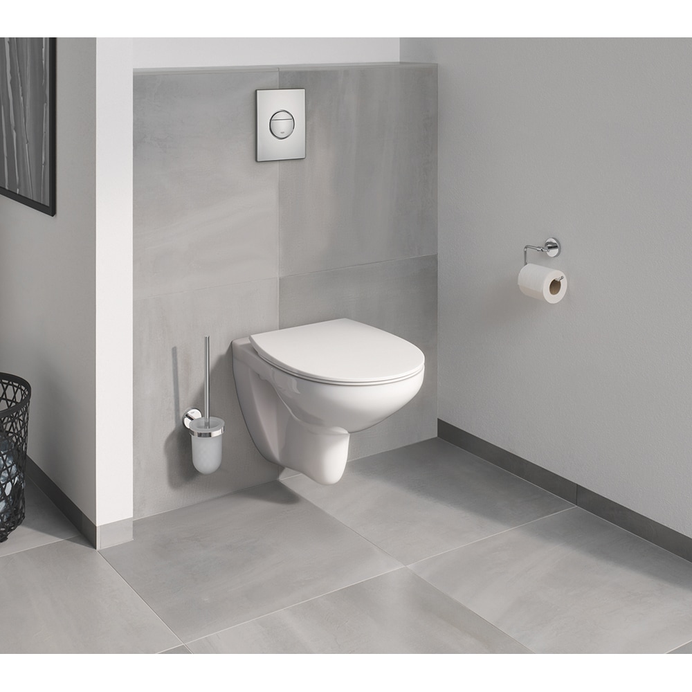 Vas WC GROHE Bau Ceramic 39899000, montaj suspendat, evacuare orizontala, cu capac, alb