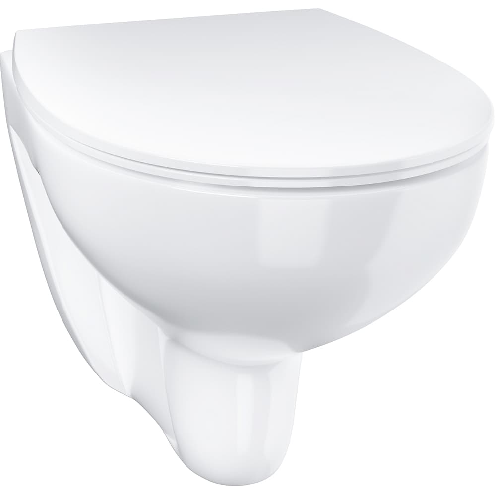 Vas WC GROHE Bau Ceramic 39899000, montaj suspendat, evacuare orizontala, cu capac, alb