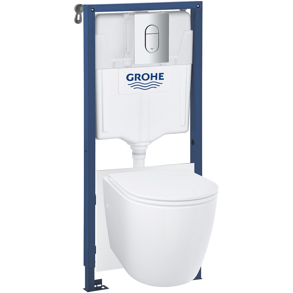 Set vas WC GROHE Solido 39920000, montaj suspendat, evacuare orizontala, cu capac, alb