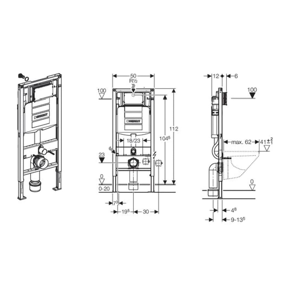 Set rezervor WC incastrat GEBERIT Duofix 111.796.00.1, 6l