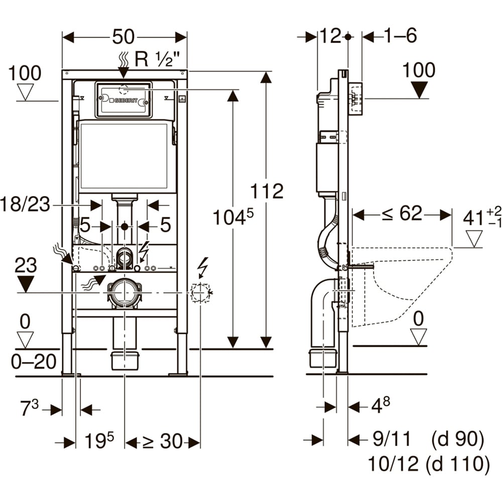 Set rezervor WC incastrat GEBERIT Duofix+ Delta 50 458.128.21.1, 6l