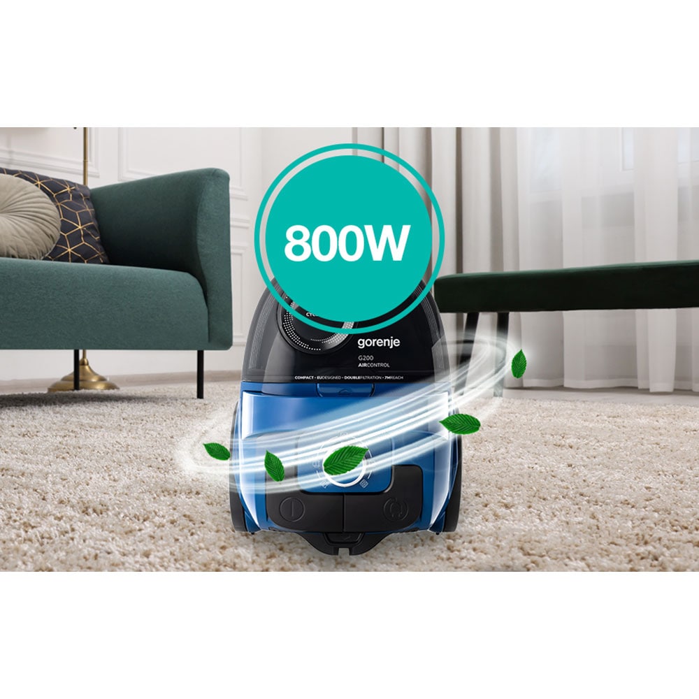 Aspirator fara sac GORENJE VCE01G2ACBL, 2.2l, 800W, 77dB, albastru
