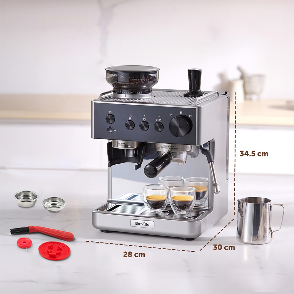 Espressor manual BREVILLE Barista Classic VCF186X-01, 1.8l, 1550W, 15 bar, argintiu-negru