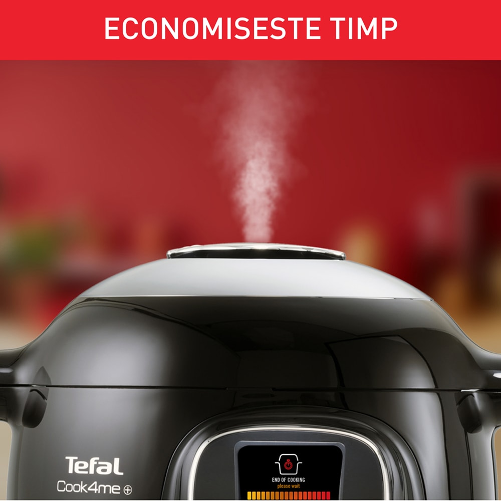 Multicooker TEFAL Cook4Me+ Connect CY855830, 6l, 1600W, 6 programe, negru-argintiu