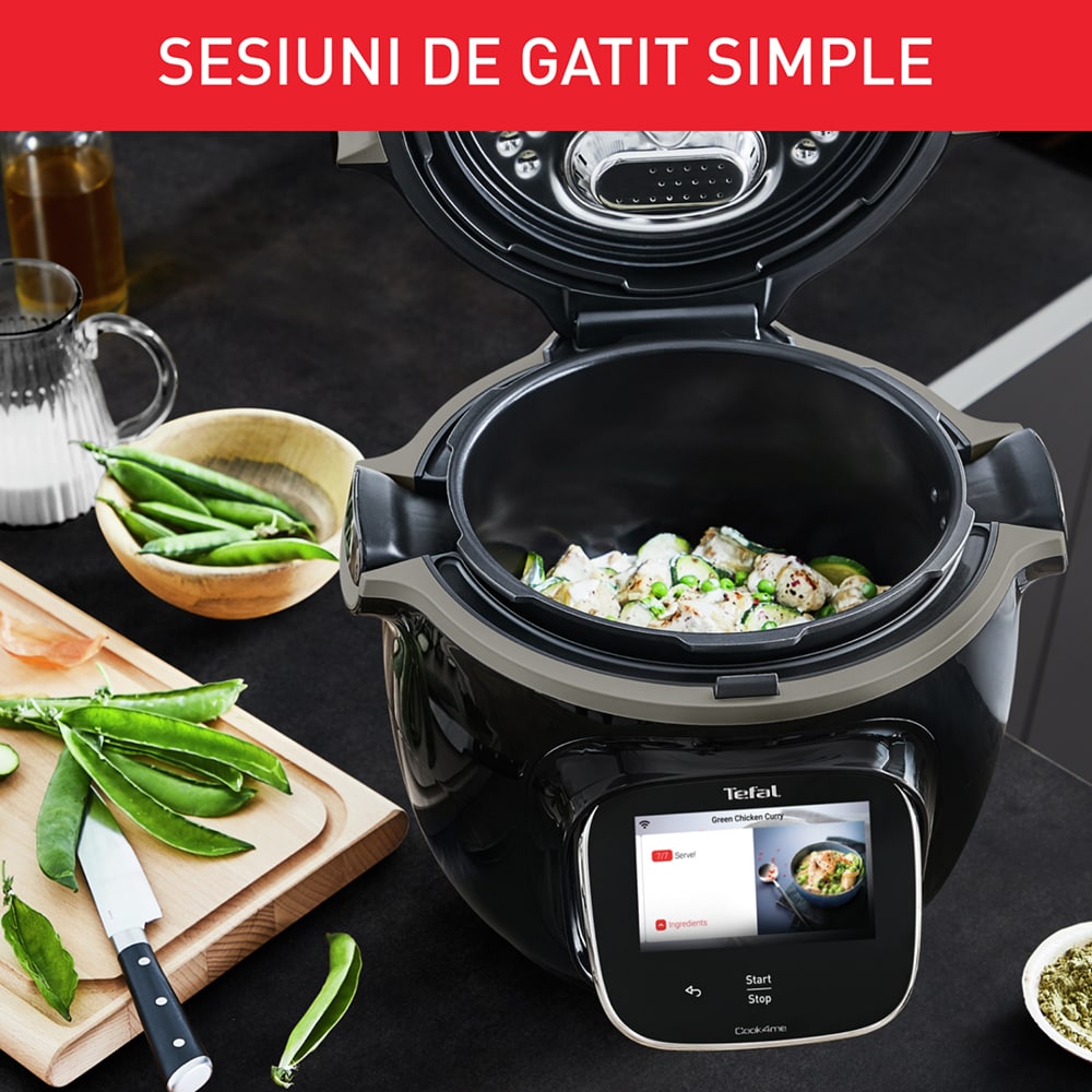 Multicooker TEFAL Cook4me Touch CY912831, 6l, 1600W, 13 programe, negru