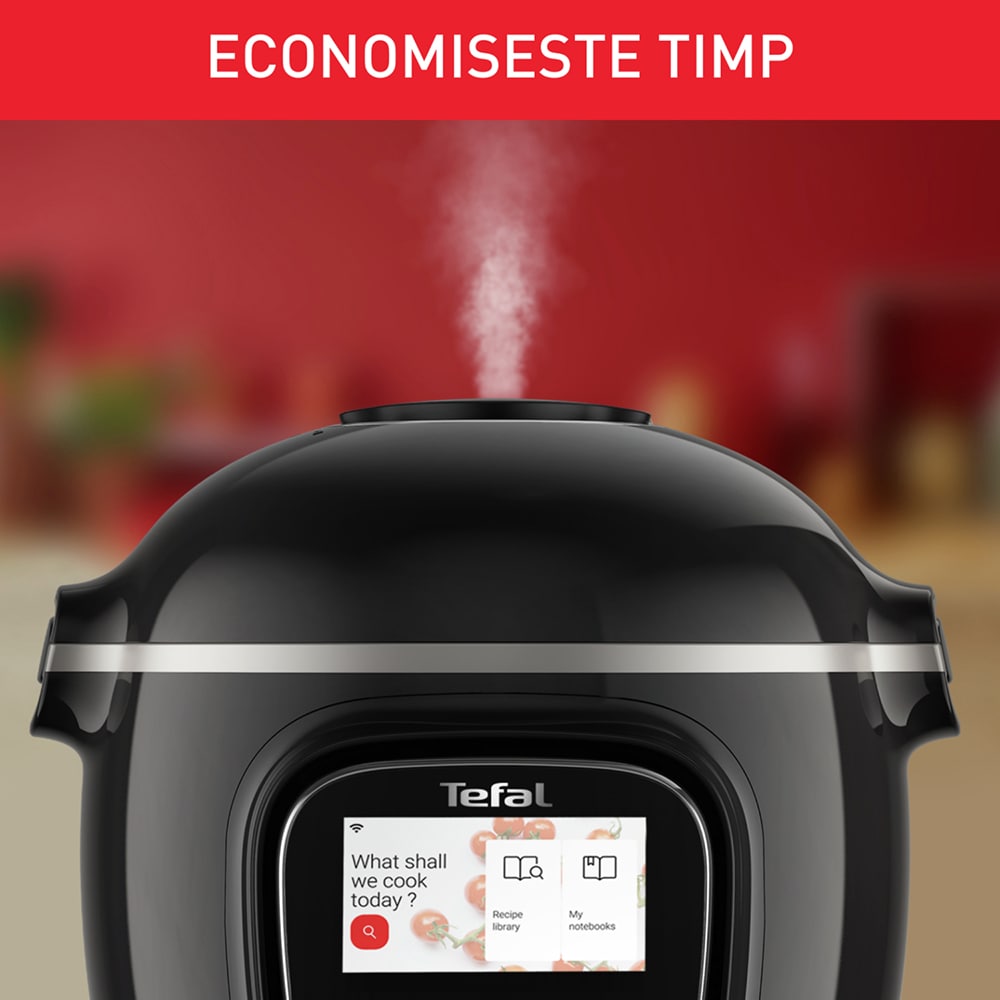 Multicooker TEFAL Cook4me Touch CY912831, 6l, 1600W, 13 programe, negru