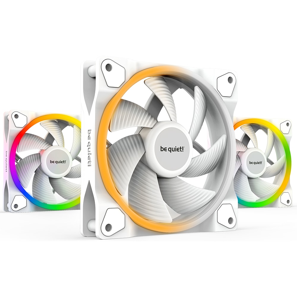 Set 3 ventilatoare BE QUIET! Light Wings PWM White Triple Pack, 120 mm, iluminare ARGB, VEBQBL100