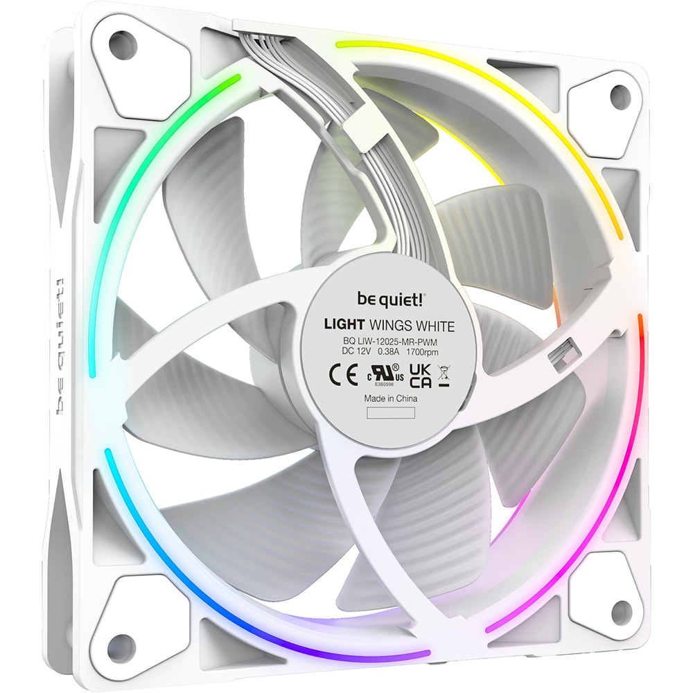 Set 3 ventilatoare BE QUIET! Light Wings PWM White Triple Pack, 120 mm, iluminare ARGB, VEBQBL100