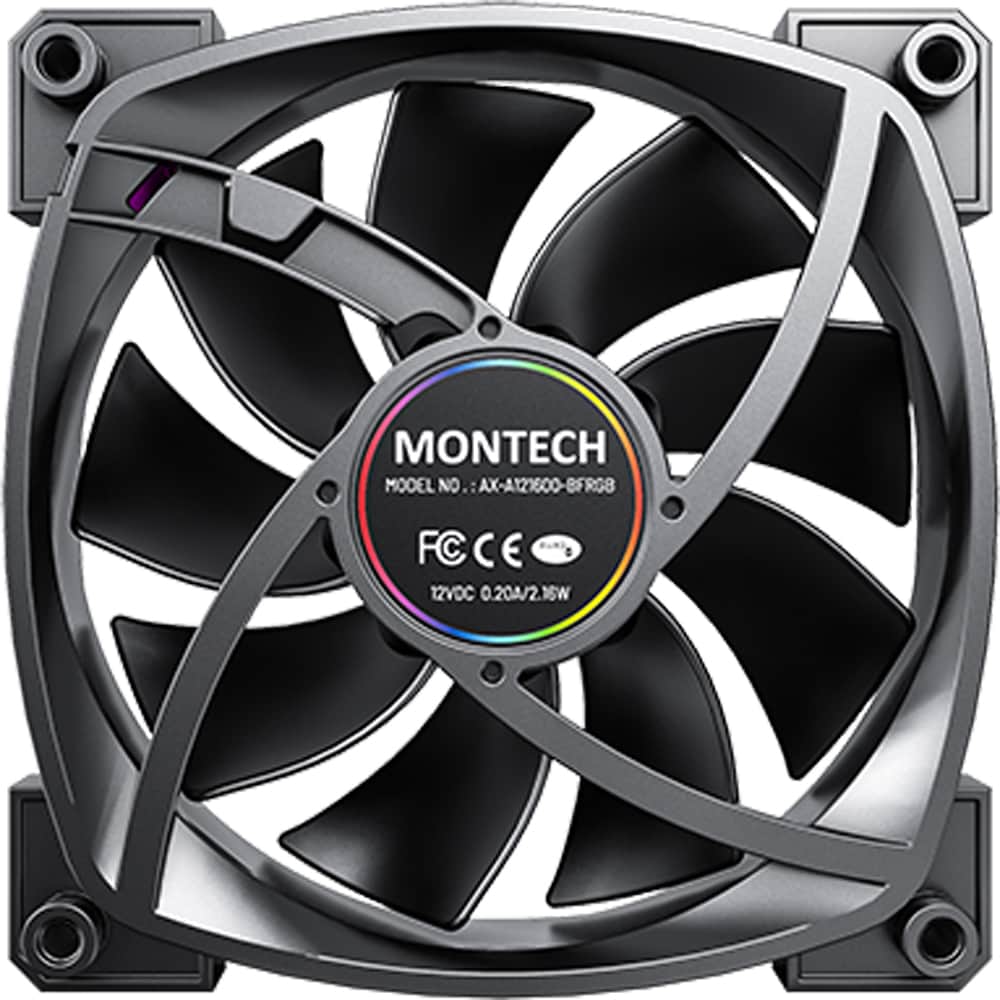 Ventilator MONTECH AX120 PWM Black, 120 mm, iluminare ARGB, VEMTAX120PWMBK