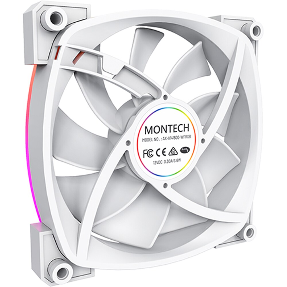 Ventilator MONTECH AX140 PWM White, 140 mm, iluminare ARGB, VEMTAX140WH