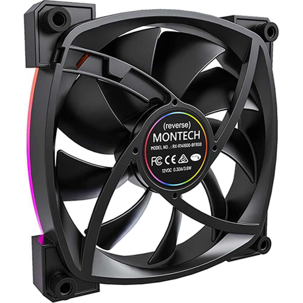 Ventilator MONTECH RX140 PWM Black, 140 mm, iluminare ARGB, VEMTRX140BK