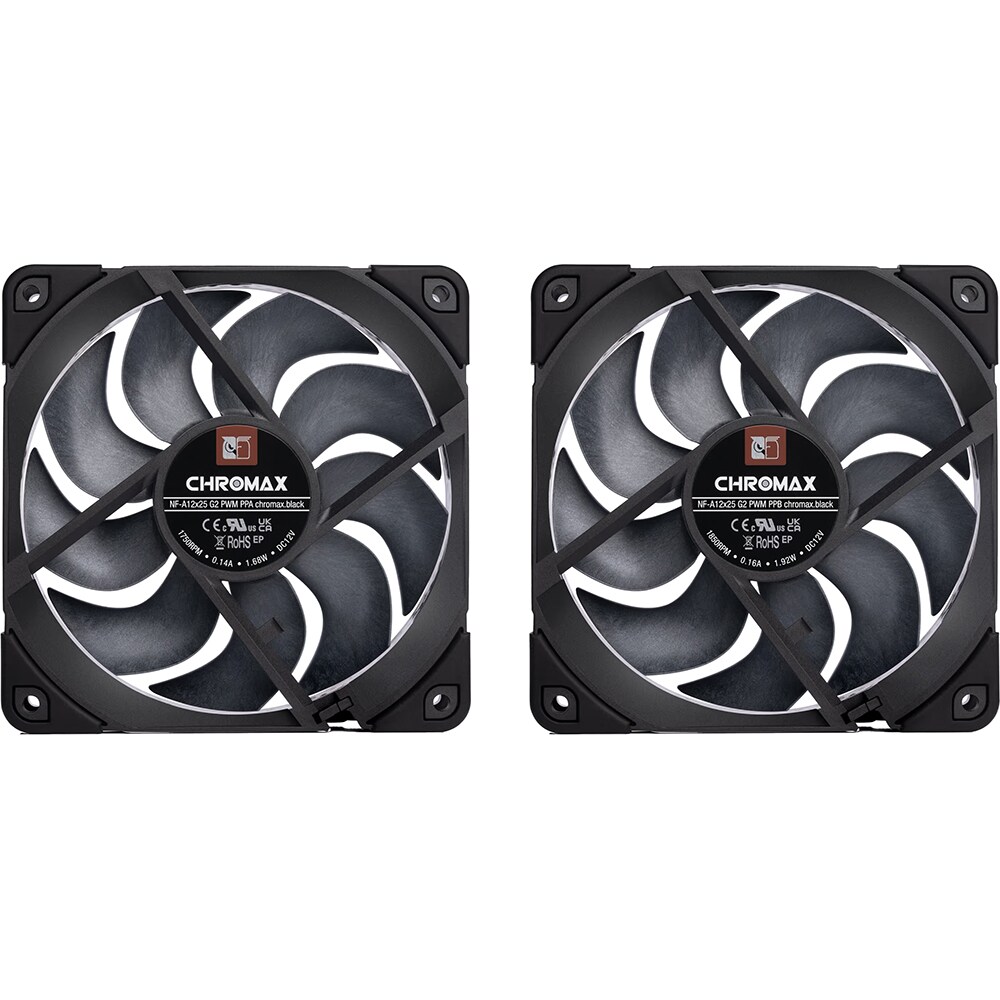 Ventilator NOCTUA NF-A12X15 G2 PWM SX2-PP chromax.black, 2x120 mm