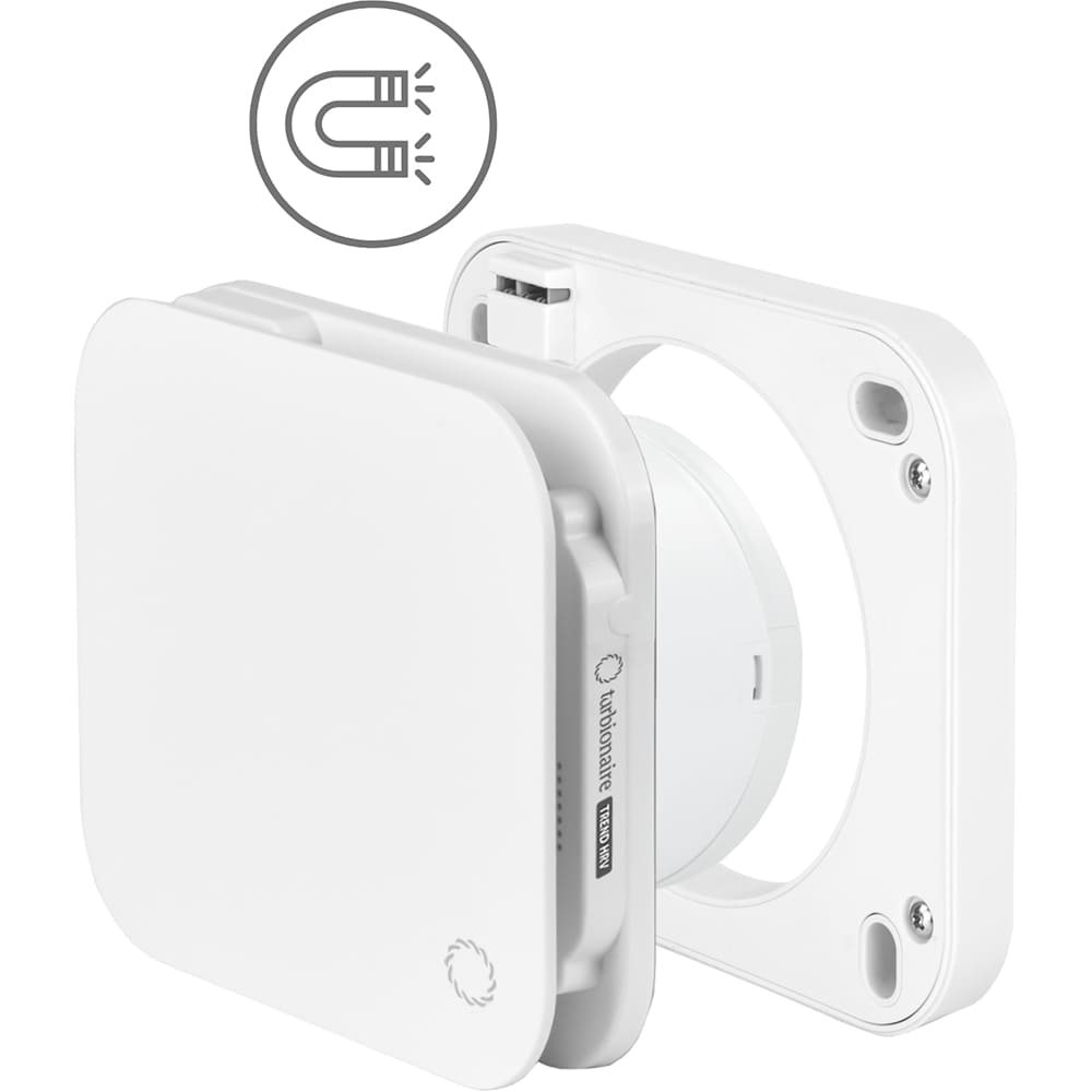 Ventilator cu recuperare de caldura Turbionaire Trend HRV, senzor umiditate, flux de aer reversibil, 1.2W, 31mc/h, 100mm, alb