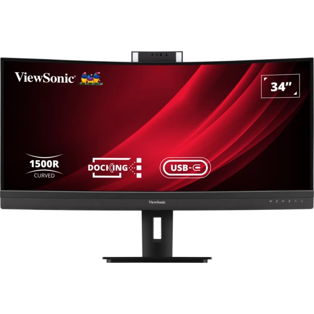 Monitor curbat LED VA ViewSonic VG3457CV, 34", UWQHD, 100Hz, USB-C 100W, Webcam 5MP, negru