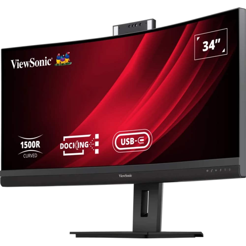 Monitor curbat LED VA ViewSonic VG3457CV, 34", UWQHD, 100Hz, USB-C 100W, Webcam 5MP, negru