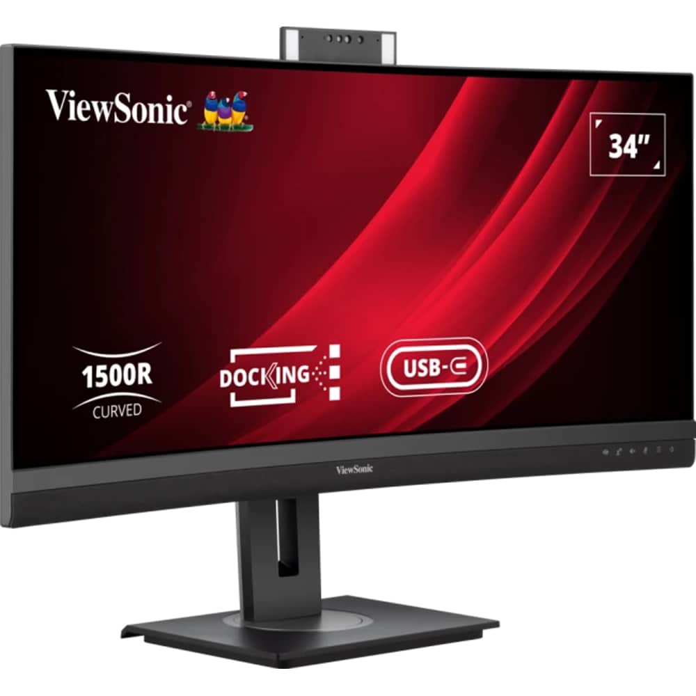 Monitor curbat LED VA ViewSonic VG3457CV, 34", UWQHD, 100Hz, USB-C 100W, Webcam 5MP, negru