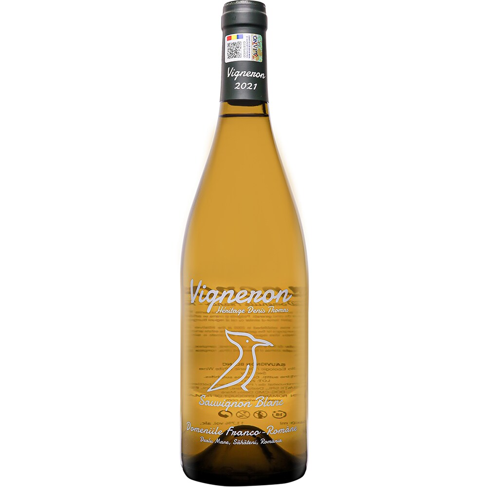 Vin alb sec Domeniile Franco Romane Vigneron Sauvignon Blanc Bio, 0.75L
