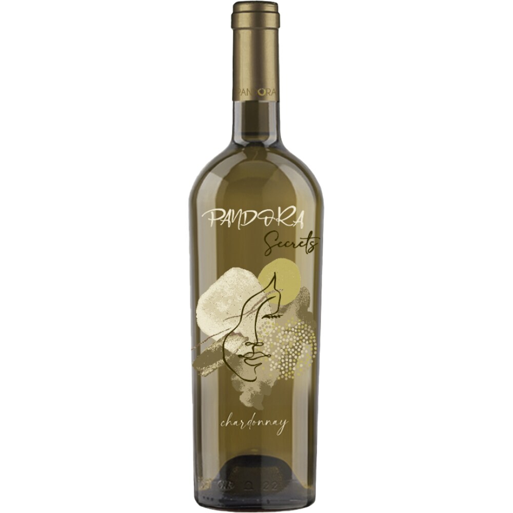 Vin alb sec Crama Pandora Pandora Secrets Chardonnay  Serigrafiat, 0.75L