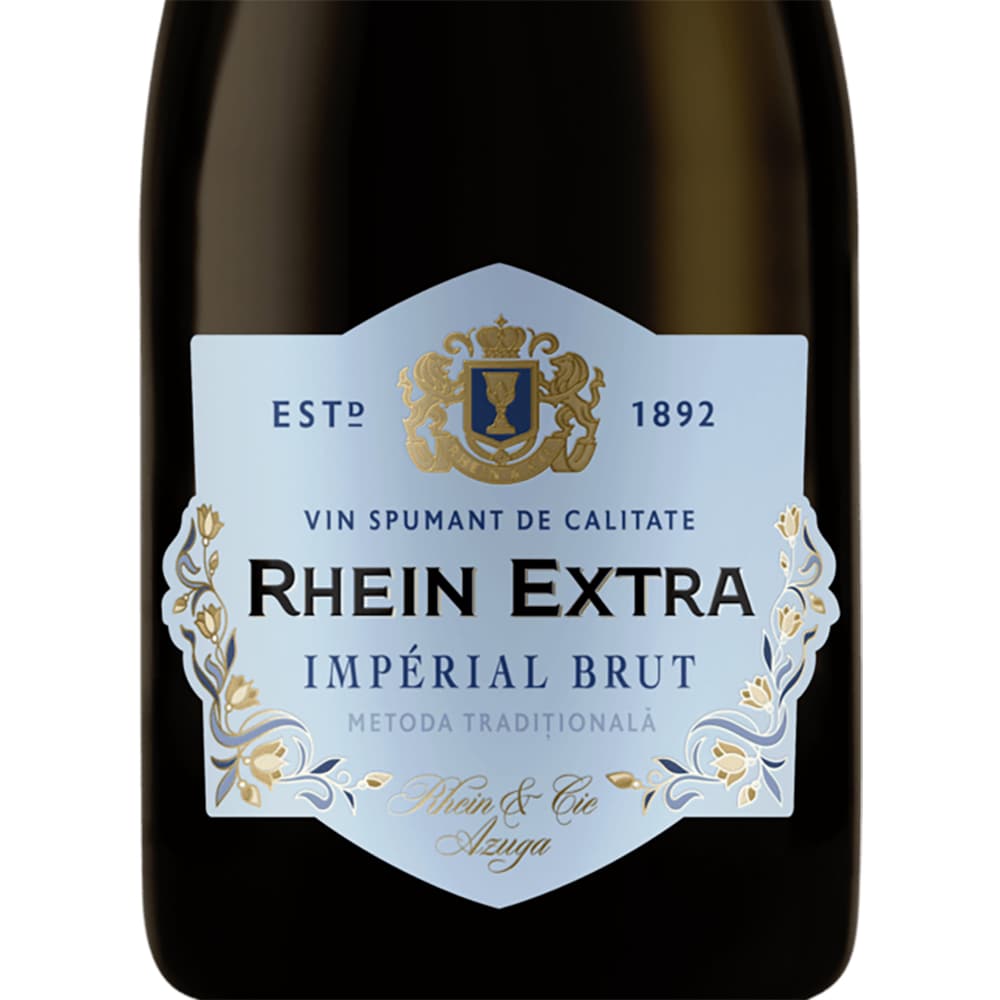 Vin spumant alb Rhein Extra Imperial Brut, 0.75L + 2 Pahare