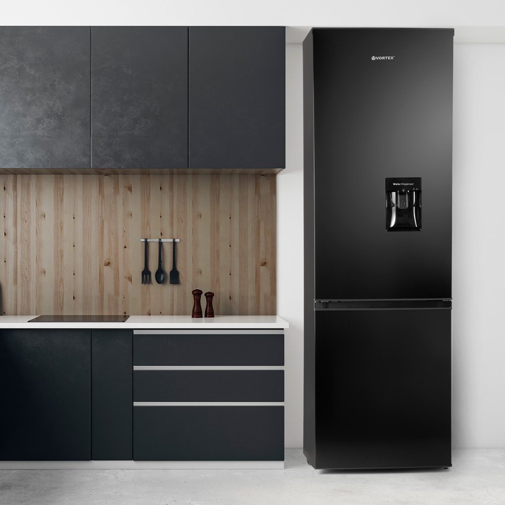 Combina frigorifica VORTEX VK27SSS03S, 268 l, H 178 cm, Clasa F, dozator apa, dark inox