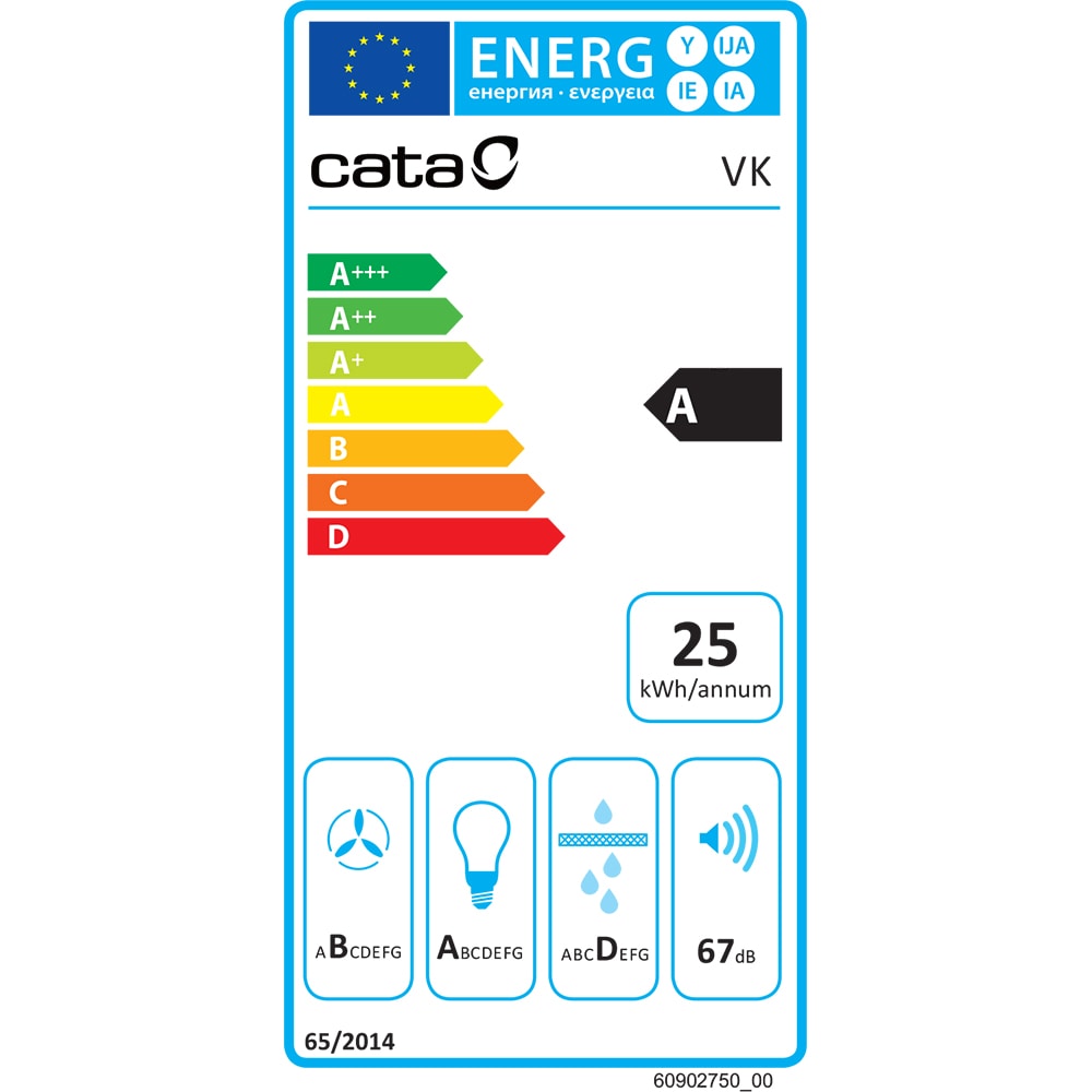 Hota decorativa CATA VK 6000 X, 1 motor, 395 m3/h, L 60 cm, inox