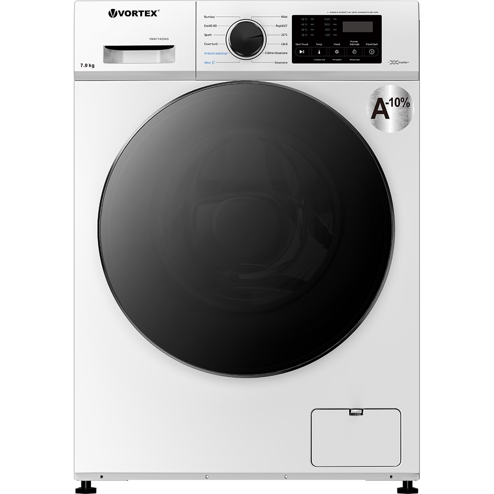 Masina de spalat rufe frontala slim VORTEX VMA714D04S, 7 kg, 1400rpm, Clasa A, alb