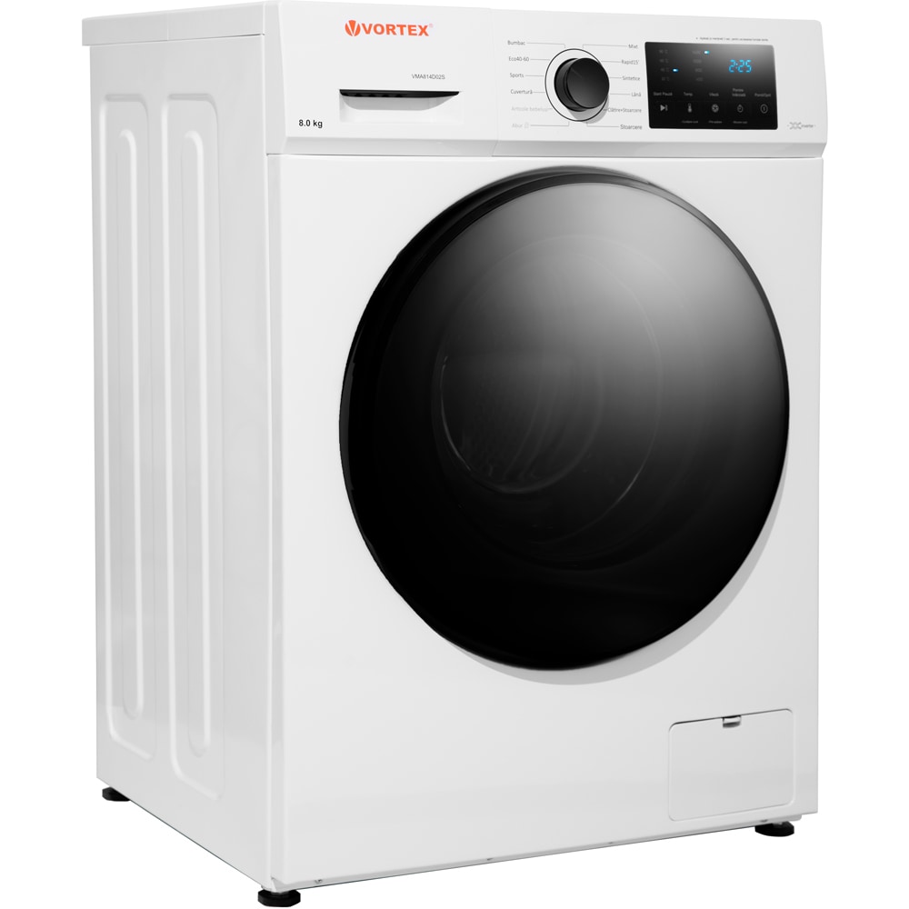 Masina de spalat rufe frontala VORTEX VMA814D02S, 8 kg, 1400rpm, Clasa D, alb