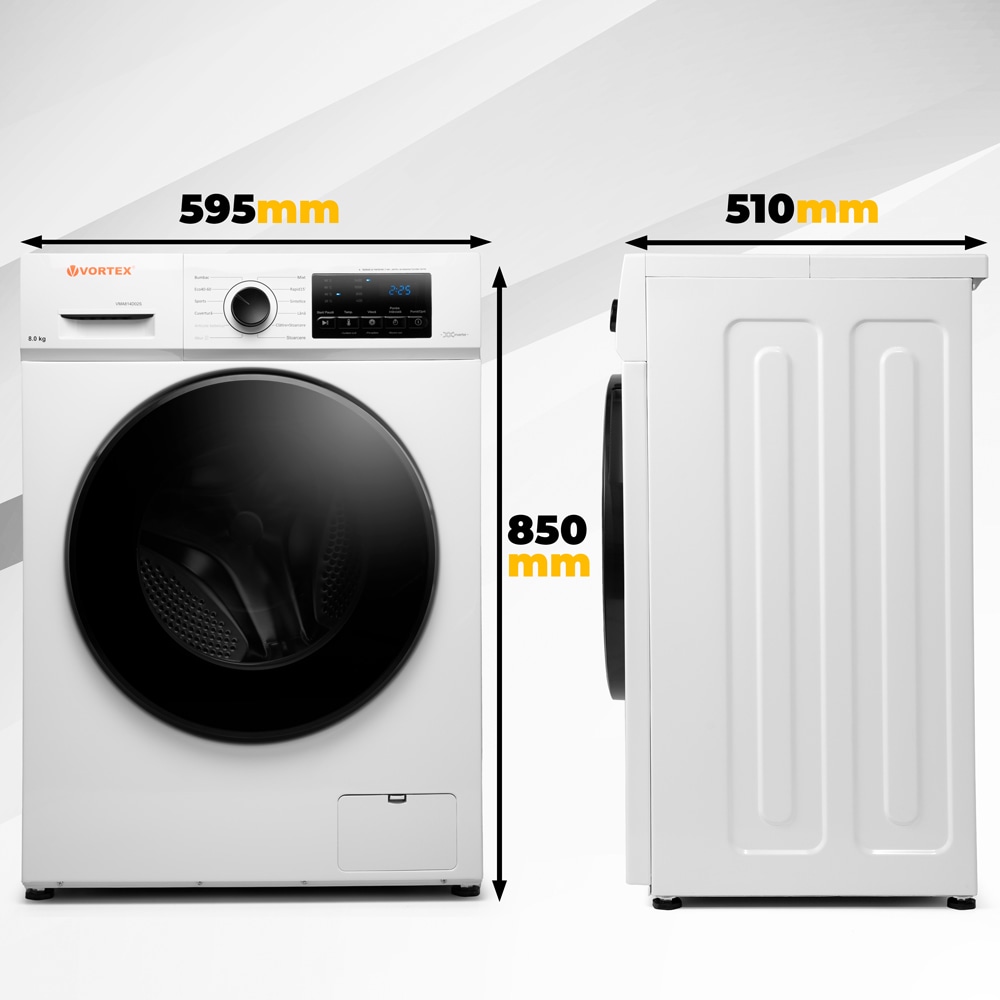 Masina de spalat rufe frontala VORTEX VMA814D02S, 8 kg, 1400rpm, Clasa D, alb