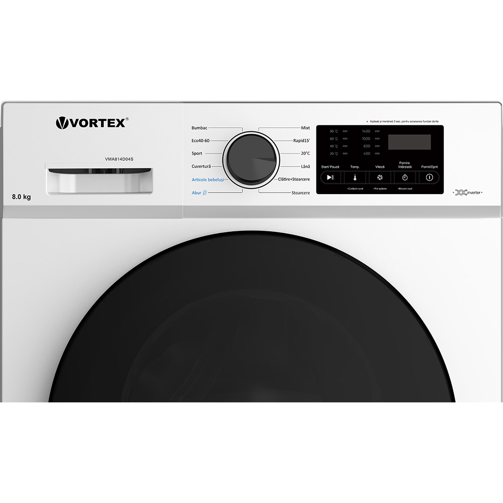 Masina de spalat rufe frontala slim VORTEX VMA814D04S, 8 kg, 1400rpm, Clasa A, alb